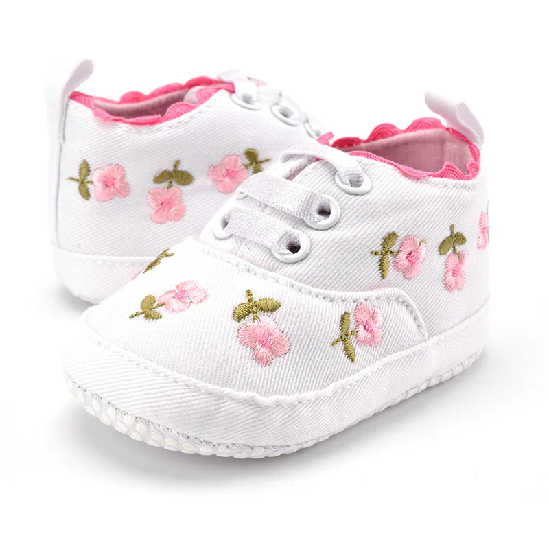 

New Baby Shoes Girls Cotton Floral Infant Soft Sole Baby First Walker Toddler Shoes