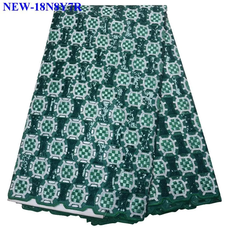 Зеленая африканская кружевная ткань, вышитая блестками, французская кружевная ткань в нигерийском стиле, Высококачественная африканская чистая кружевная ткань LEE04