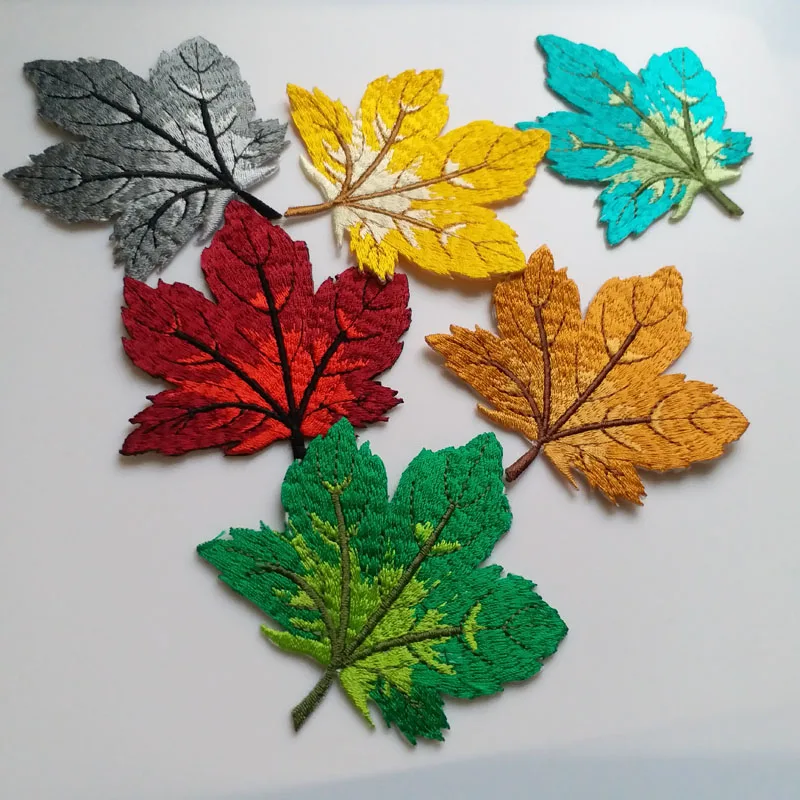 6pcsset maple leaf embroidery patches for clothing 3d leaves 6pcsset maple leaf embroidery patches for clothing 3d leaves