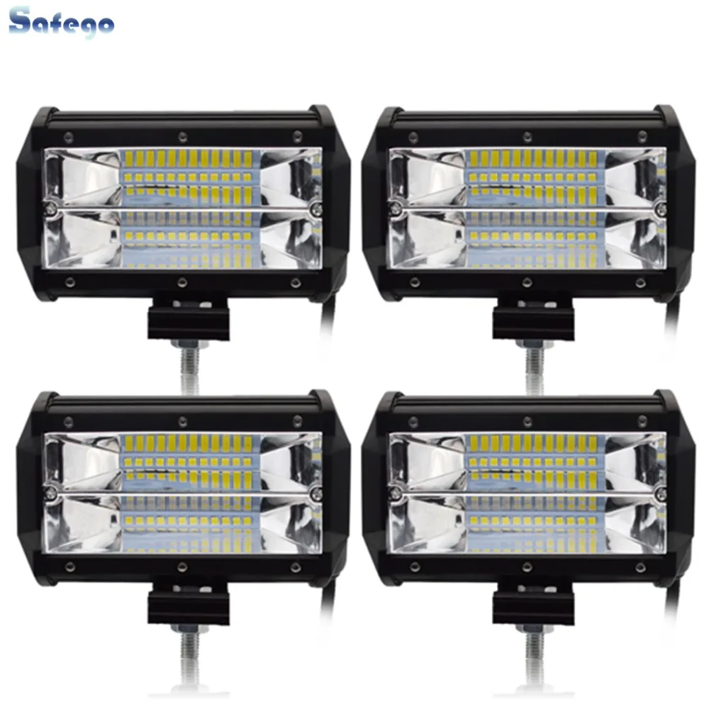 

Safego 4pcs 5 Inch 72W LED Flood Work Light 24*3W LED Chips Offroad Car Light Fog Light Driving Light For Trunk Boat Tractor