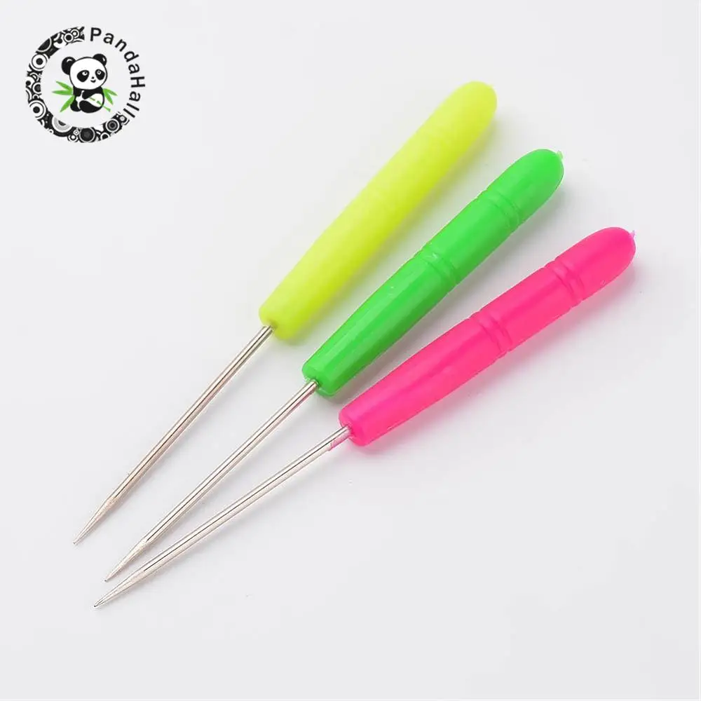 

iron bead needles, with plastic handle, Metal, mixed color, 125x9.5mm
