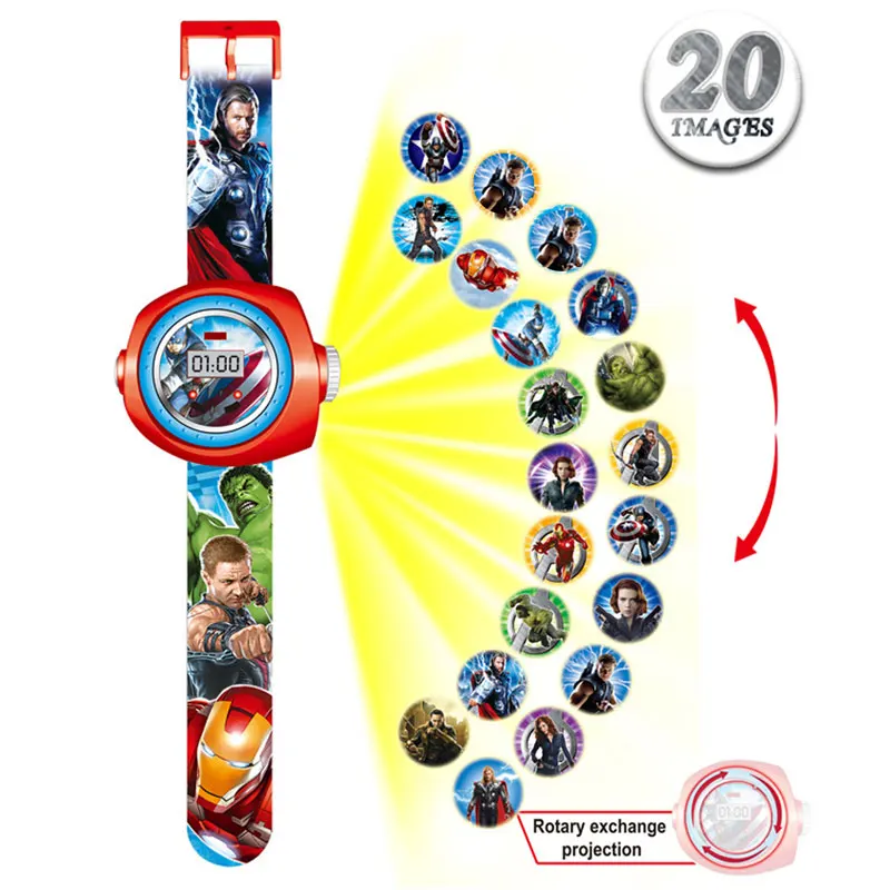 Человек-паук может Проекционные игрушки для детей часы для мальчиков и девочек детские часы - Цвет: 1