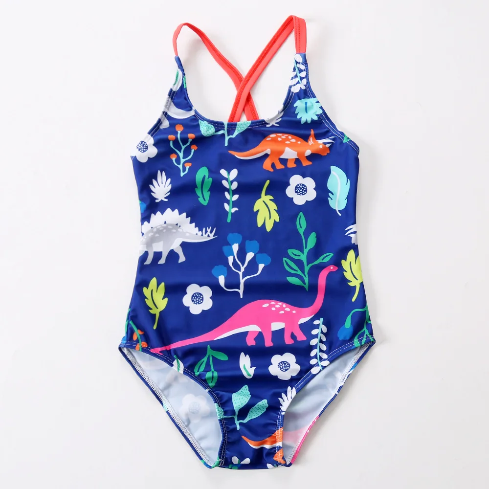 

2018 baby girl cartoon Dinosaur swimsuit one piece bikinis Biquini Set Bathing Suit summer Beach for 1-9 years old kids children
