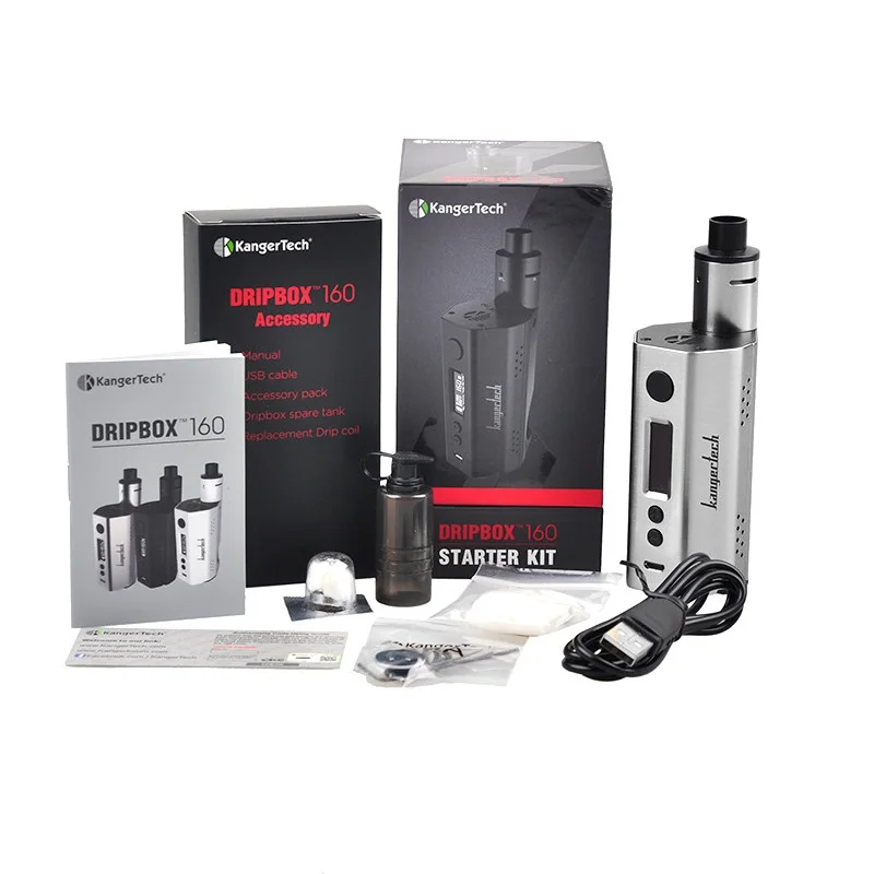 100% Оригинал Kanger Dripbox 160 Вт Starter Kit с 7 МЛ Subdrip RDA Распылитель TC Dripmod Kangertech