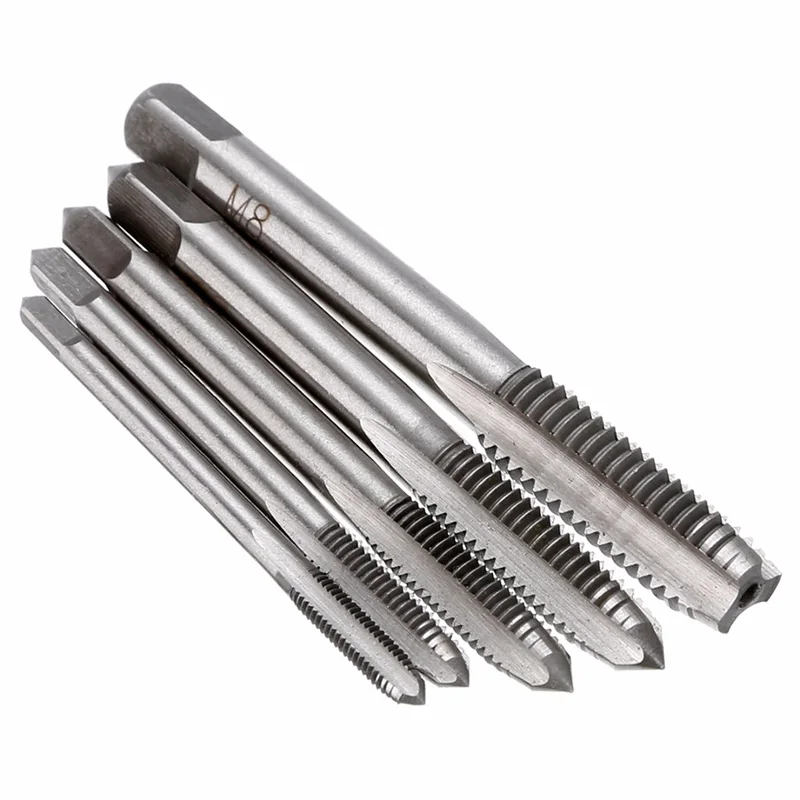 KALAIDUN 5PCS tap and die set Hand Spiral Point Straight Fluted Screw Tap Internal Thread Hand Tap Drill Set M3 M4 M5 M6 M89