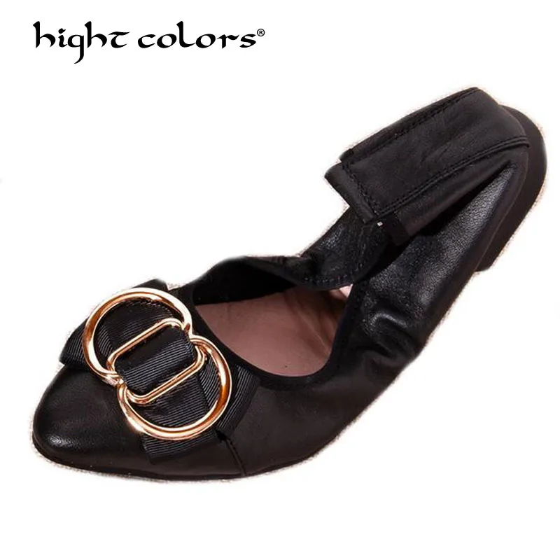 

AUCVEE Women's Shoes Plus Size 30-43 Genuine Leather Shoes Hot Sale Comfort Pointed Toe Leather Ballerina Foldable Ballet Flats