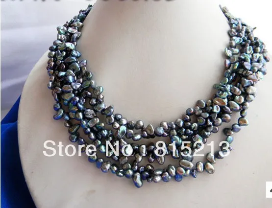 

ddh001688 A 6Strands 5mm Black Reborn Baroque Freshwater Pearl Necklace