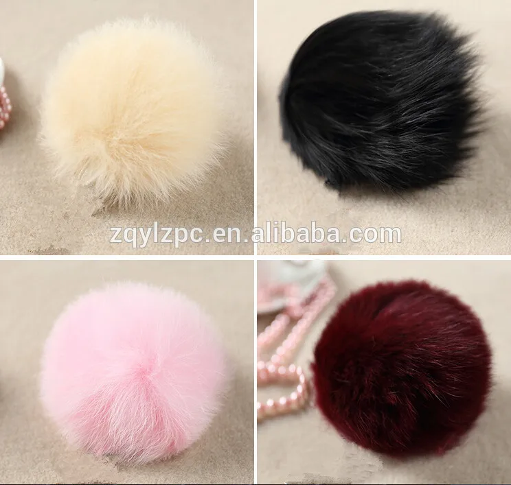 

2016Colorful Dyed Customize actual Fox Fur Pom Poms / Pompom Keychain