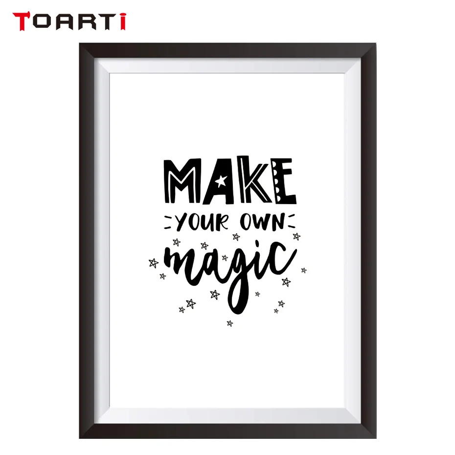 

Make Your Own Magic Quote Canvas Painting Kids Room Wall Decor Black And White Modern Kids Poster Children's Nursery Art