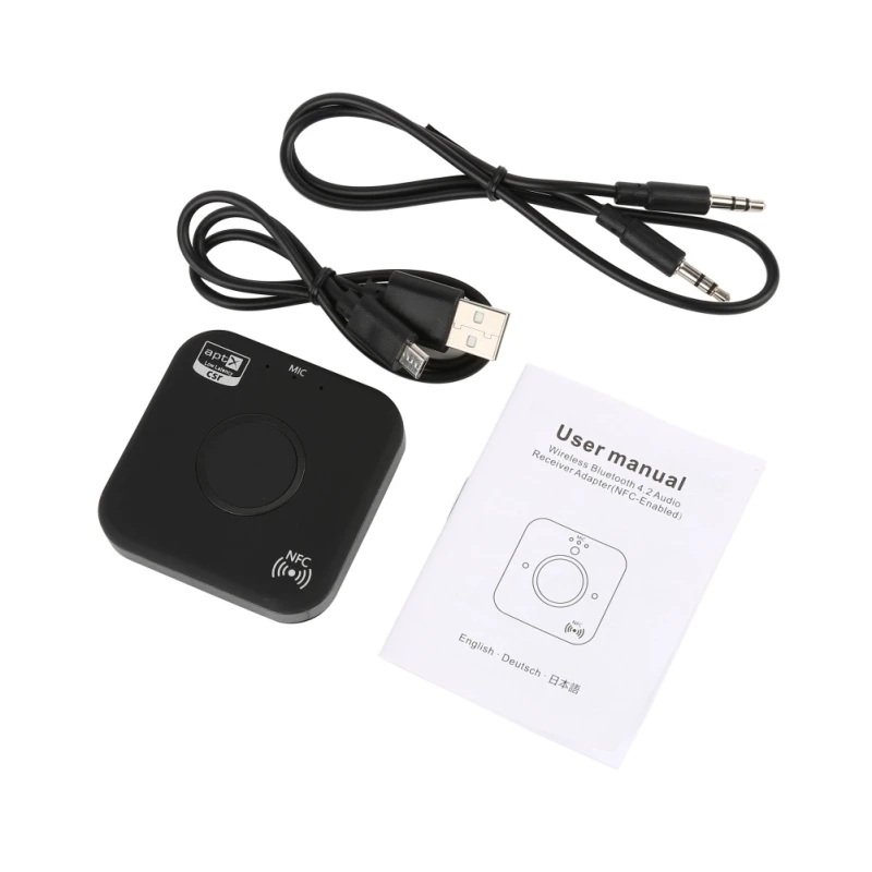 Беспроводной bluetooth-передатчик и приемник адаптер 4,2 аудио APT-X NFC CVC6.0 Встроенный AUX микрофона для телефона Ipad PC tv