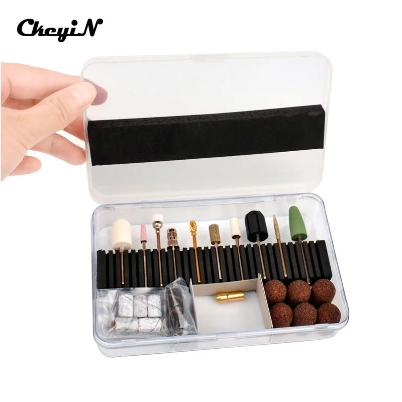 

2018 New 32pcs/set Pro Pedicure Kit Nail Art Drill Electric Machine Manicure Drill Bit Tool Set Kit Sanding Bands Cap with Hat35