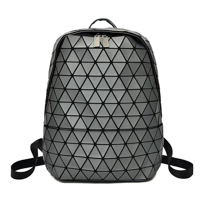 

The new fashion pu men and women in colorful backpack bag Geometric ling bags Soft