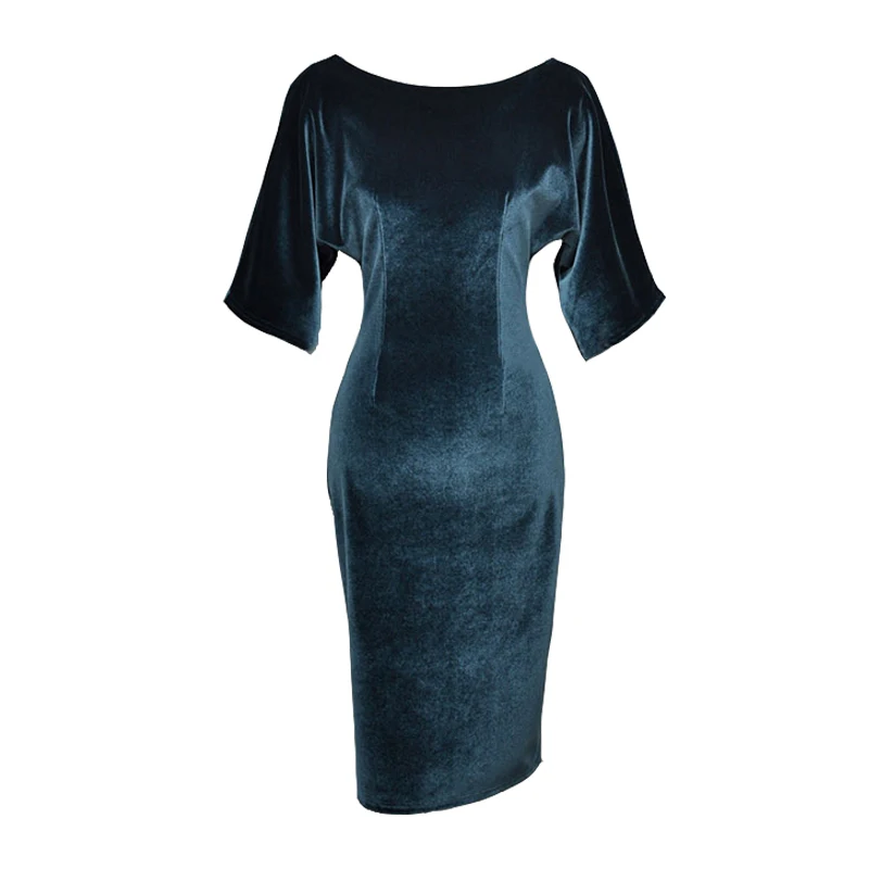 Women's Clothing Dresses Summer New Vintage Knee-Length Dresses Woman Party Night O-Neck Solid Women Dress Elegant Sheath Empire