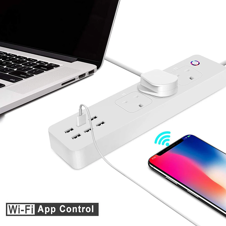 Умный WiFi блок питания приложение дистанционного голосового индивидуального управления с Amazon Alexa Google Home Assistant 3 Великобритания умная розетка 6 USB порт