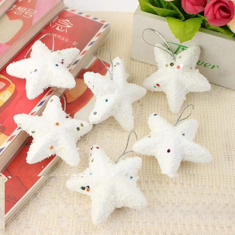 6 шт. украшения для рождественской елки белые звезды Снежинка елочные игрушки для украшения для елки Xmas Noel украшения для дома