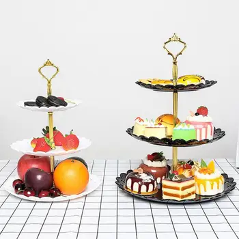 

European Fruit Plate Three - Layer Snack Rack Living Room Fruit Bowl Wedding Cake Rack Candy Rack 3 - Tier Cake Stand