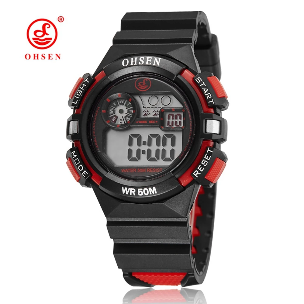 

Top brand OHSEN digital watch LCD Children wristwatch rubber band waterproof sports watch alarm date fashion kids watch relogio
