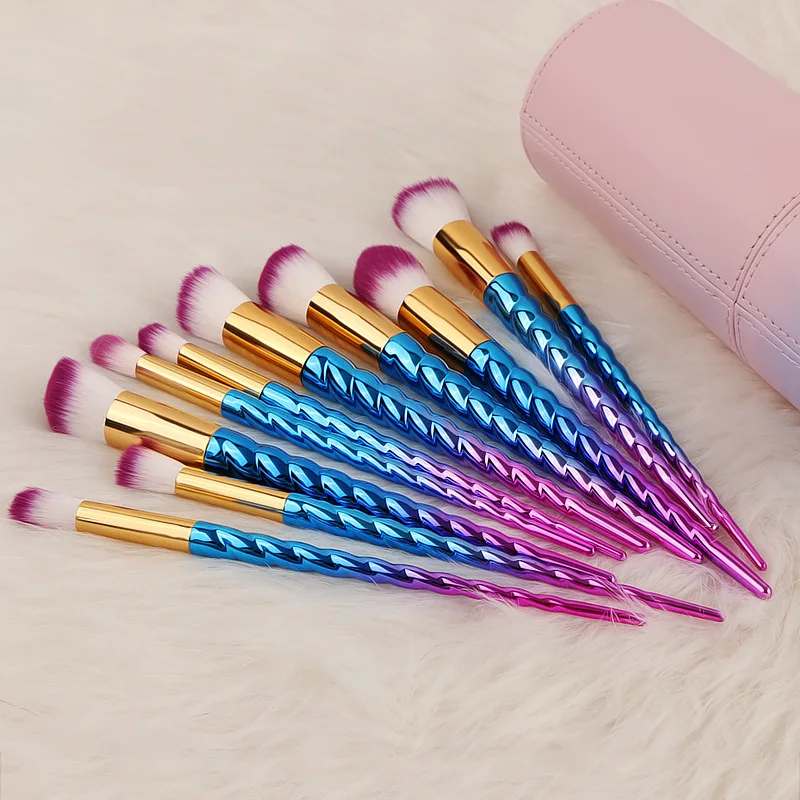 

CORATED 10pcs gradient spiral makeup brush pu barrel screw handle brush make up brushes pinceaux maquillage pincel maquiagem