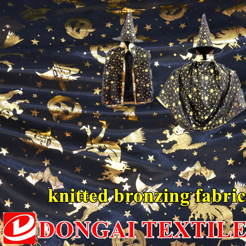 

1m *1.5m halloween fabric patchwork printed bronzing fabric Polyester Stretch knitting fabric