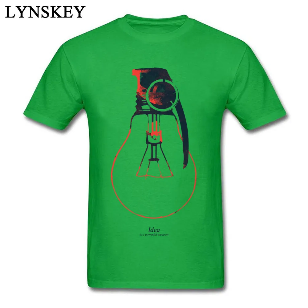 Simple Style Tops T Shirt for Men New Coming Summer Fall Crew Neck 100% Cotton T-shirts Idea is a powerful weapon Crazy Tee-Shirts green