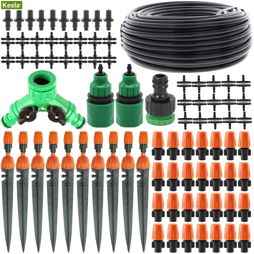 

KESLA 25m Automatic Micro Drip Irrigation System Garden Sprayer Self Watering Kits & Adjustable Dripper Misting Atomizing Nozzle
