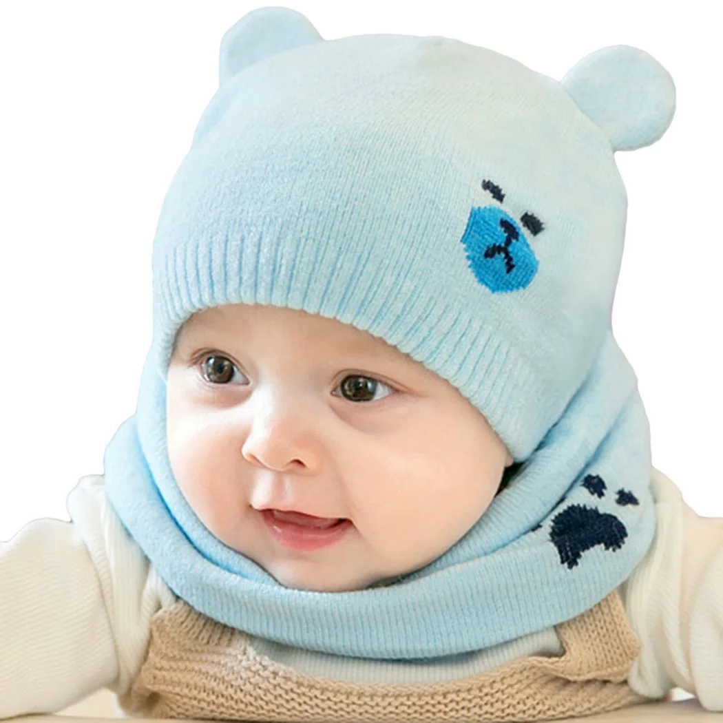 Buy 2Pcs/Set Baby Newborn Hat Scarf Cute Bear Warm