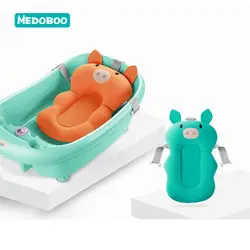 Medoboo портативная детская ванночка, подушка из хлопка, безопасная, нескользящая, мультяшная, для новорожденных, надувной матрас для ванны