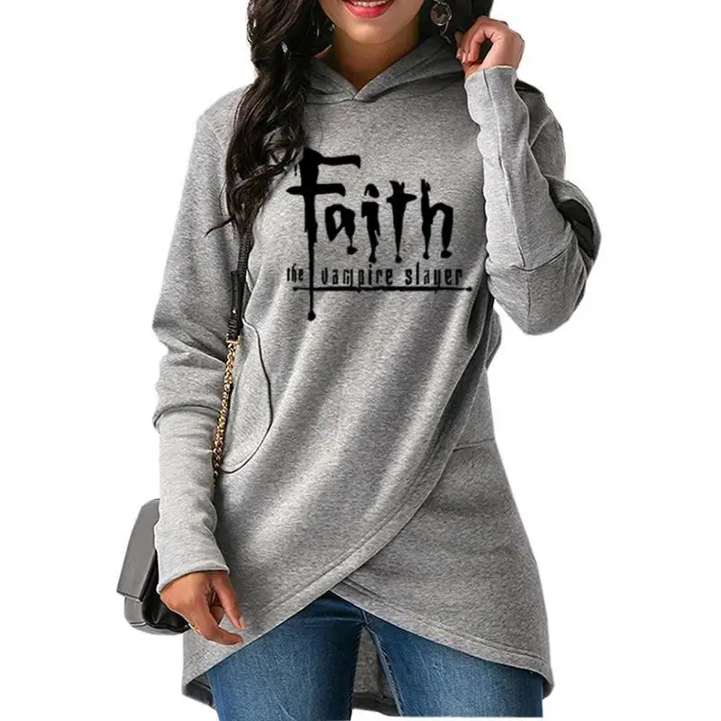 

2018 New Fashion Faith Print Hoodies Women Sweatshirts Femmes Kawaii Print Loose Cotton Autumn and For