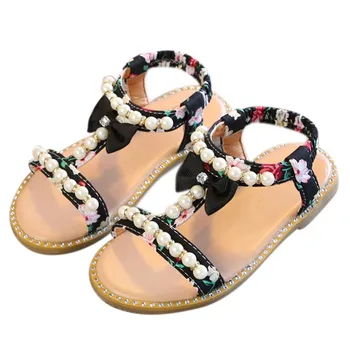 

New Summer Baby Girl Breathable Anti-Slip Pearl Bow Design Shoes Sandals Toddler Soft Soled Beach Shoes
