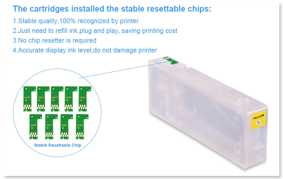 9 цветов/набор T8501 T8501-T8509 пустой многоразовый картридж с чипом сброса для Epson SureColor P800 SC-P800 принтер 160 мл/уп