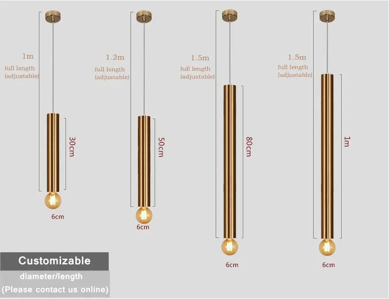 LukLoy Золотая Подвесная лампа вниз огни кухня Остров столовая гостиная магазин украшения цилиндрическая труба подвеска барная стойка современный