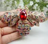 Art Nouveau Vintage Bee Insect Gold Tone Brooch Multi-color Austrian Crystal ► Photo 1/4