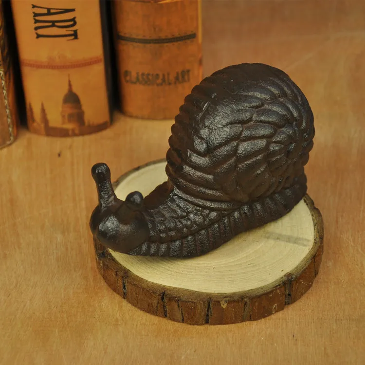 Cast Iron Snail Big Metal Snail Figurine Statue Paper Weight Retro Home