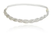 Женщины Девушки Чешские Сладкий Винтаж Кристалл Rhinestone Белый Бисер Плетеный Трикотажные Эластичный Головной Ремень Аксессуары Для Волос