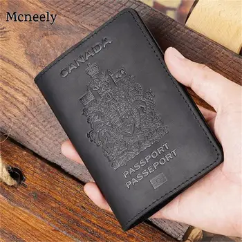 

Canada Crazy Horse Leather Passport Cover Solid Passport Holder Business Unisex Genuine Leather Durable Travel Wallet Case