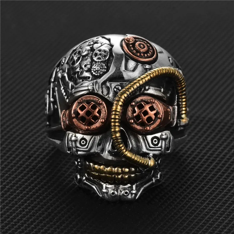 Дизайн Винтажный Готический резной череп, кольцо для панков кольцо робота Байкер хипхоп рок ювелирные изделия уникальная Мода для мужчин подарок на Хэллоуин - Цвет основного камня: Pic Show