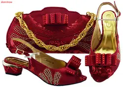 Doershow/Лидер продаж, итальянский комплект из красных туфель и сумочки, комплект из свадебных туфель и сумочки в африканском стиле, летний