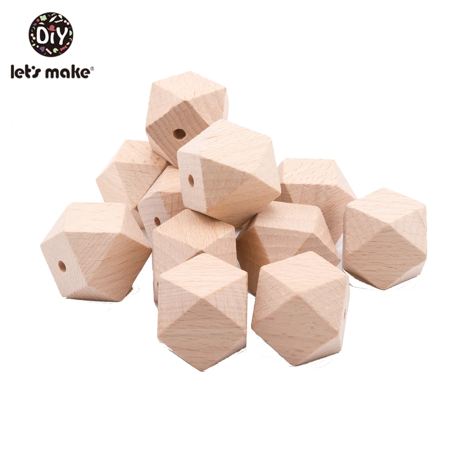 Contas de Madeira Brinquedos para o Bebê Brinquedo de Madeira do Bebê Letmake Fazer 16mm 20mm Hexágono Faia Dentição Faça Você Mesmo Brinquedos Chocalho Mordedor Mordedores s 100 pc 2 Cheap Mordedores p bebê