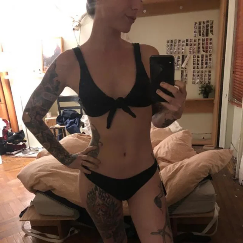 Traje de baño brasileño Biquni conjunto de Bikini con relleno y anudado para mujer