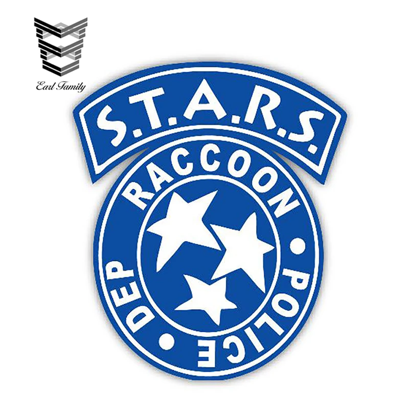 

EARLFAMILY 13cm x 11.2cm S.T.A.R.S. Raccoon Police Department Decal Car Stickers for Car Head Engine Cover Windows Decoration