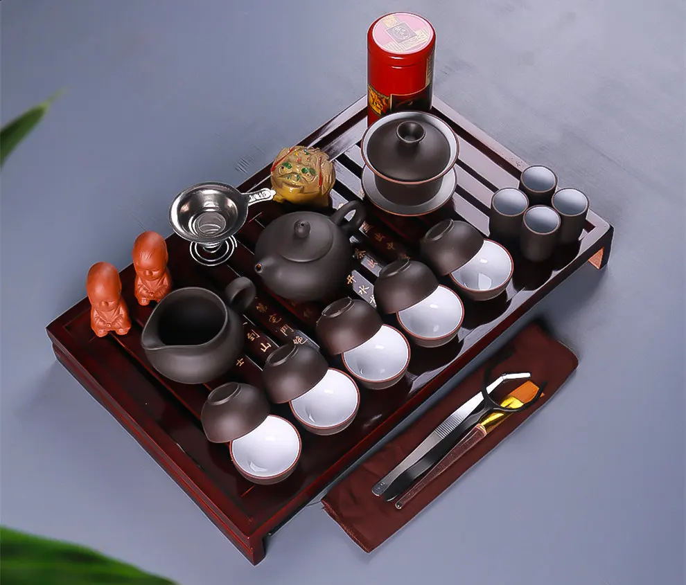 Китайский чайный набор кунг-фу посуда для напитков фиолетовая Глина Керамика Binglie три варианта включают в себя чайник чашка супница заварки чайный поднос