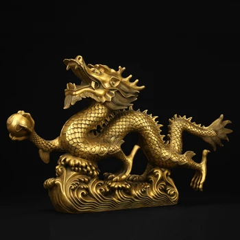

Pure copper dragon ornaments large home crafts Wang Cai copper dragon decoration