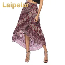Laipelar шикарные Асимметричные плиссированные цыганские юбки в стиле бохо богемные летние новые пляжные женские длинные юбки с цветочным принтом и эластичной резинкой на талии