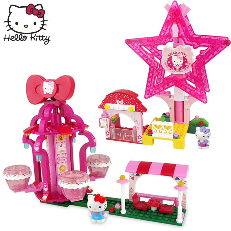 

Hello Kitty Pretend Play Set Pink Assemble Lovely hellokitty Assembled Building Blocks Imagination Learning Toys Children Gift