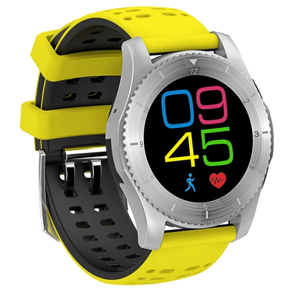 

DTNO.I GS8 Smartwatch Bluetooth 4.0 SIM Call Message Push Heart Rate Monitor Smart watchs For Android Smartphones Silver Yellow