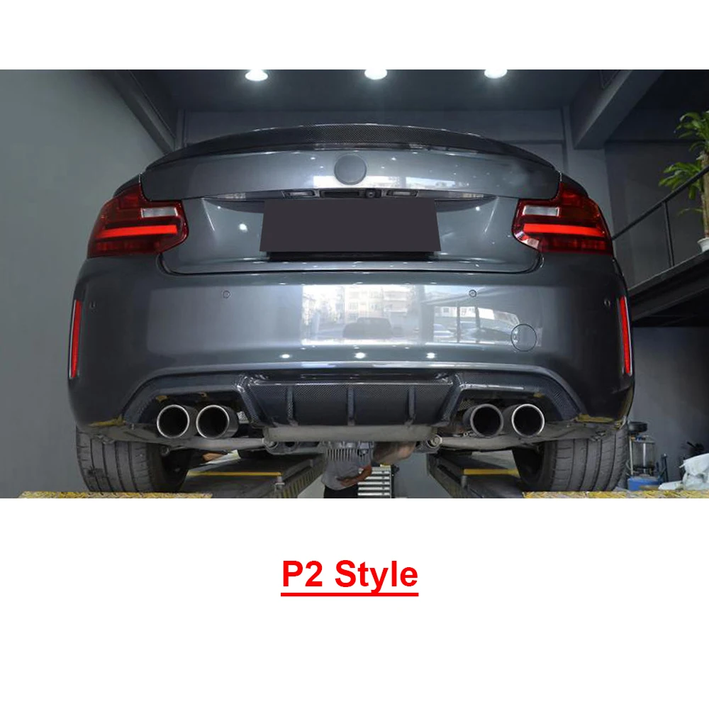 Para M2 de fibra de carbono parachoques trasero de difusor de Spoiler para BMW F87 M2 Coupe 2 puerta 2016 de 2017, tres estilo