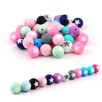 

TYRY.HU 10Pcs/Lot star Silicone Beads Silicone Teething Beads Baby Teether Pacifier Chain DIY Necklace Loose Beads BPA Free