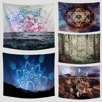 

Beautiful Bohemian Style Geometric Print Tapestry Colorful Rhombus Polygonal Patterns Family Wall Sheets Tablecloth Decoration