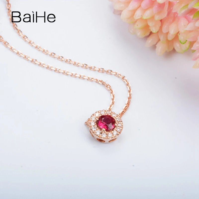 BAIHE Solid 18 K желтое золото 0.30ct Сертифицированный безупречный натуральный рубин помолвка женские модные ювелирные изделия ожерелья