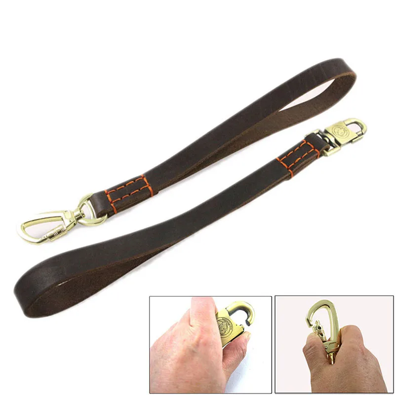 Short Dog Leash Heavy Duty Genuine Leather Large Dogs Traffic Lead